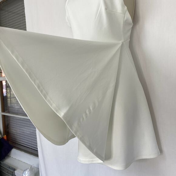 Missguided Dress Womens 4 Ivory Skater Short Mini Spaghetti Strap Sleeveless New - Picture 4 of 11